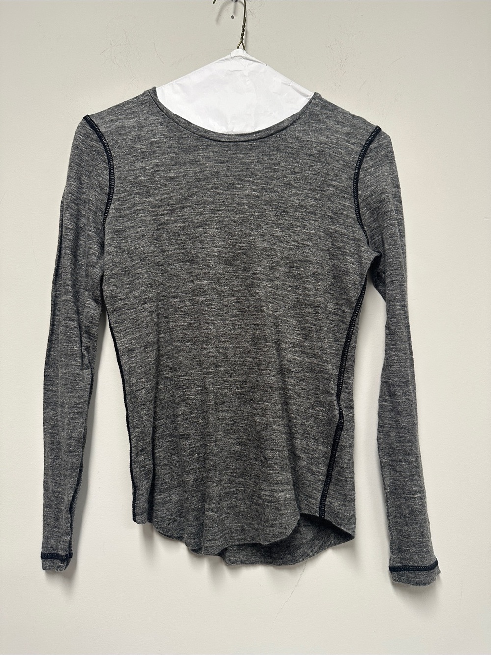 Marc by Marc Jacobs Heather Gray Long Sleeve Top with Contrast Stitch